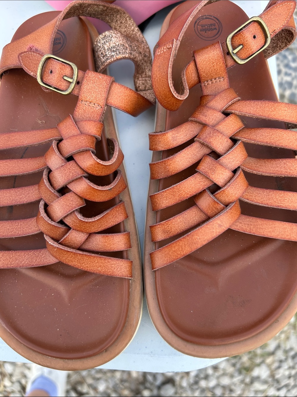 wonder nation Cognac Braided Strap Sandals